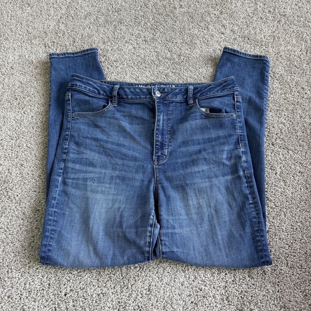 American Eagle Outfitters Hi-Rise Jegging Jeans Womens 14 Med Wash Blue Stretch